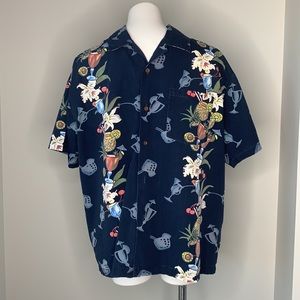 Steve & Barry’s Classic Hawaiian Tropical Print Button up Shirt Size L